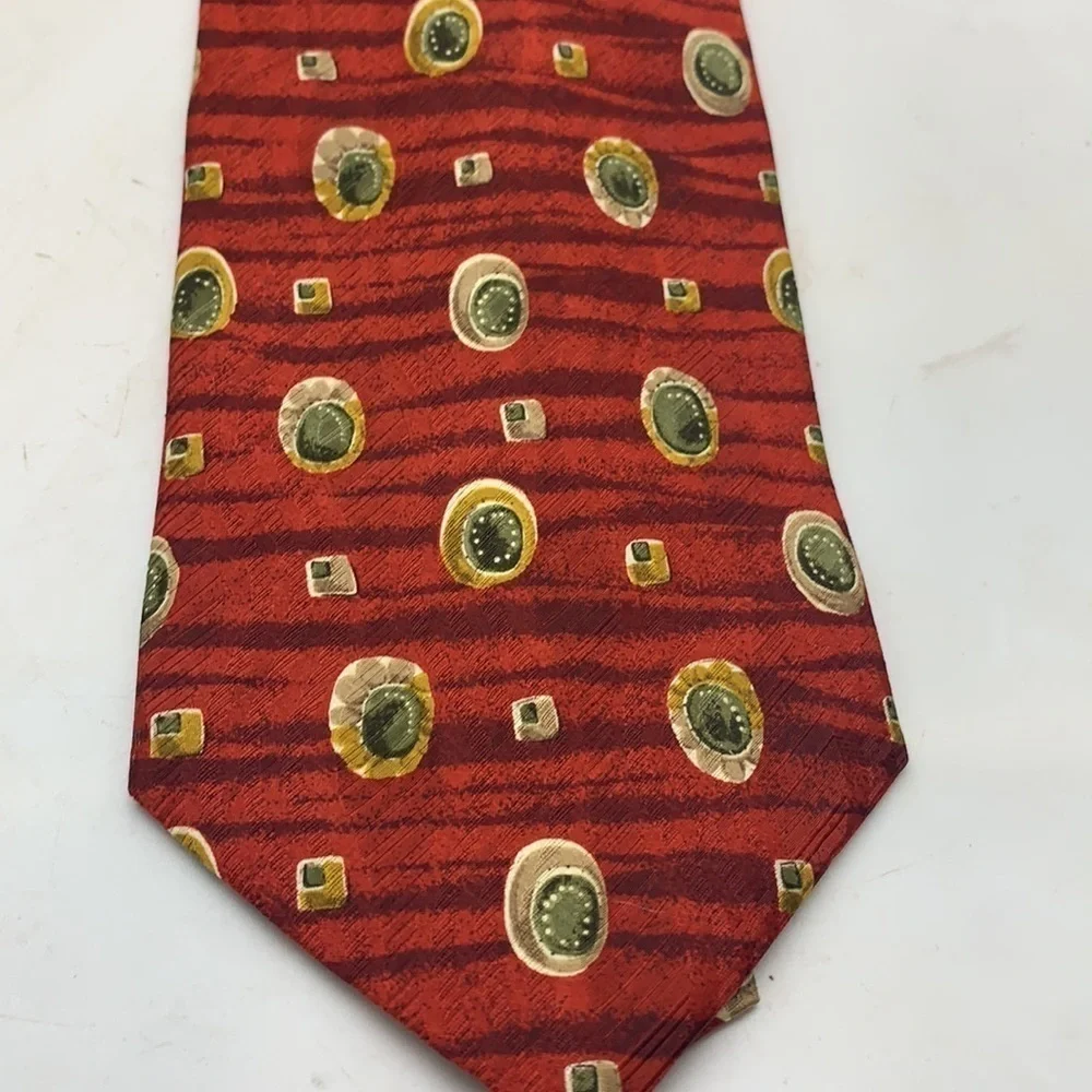 Joseph A Bank 100% Silk Tie red green , yellow blue (NWT)